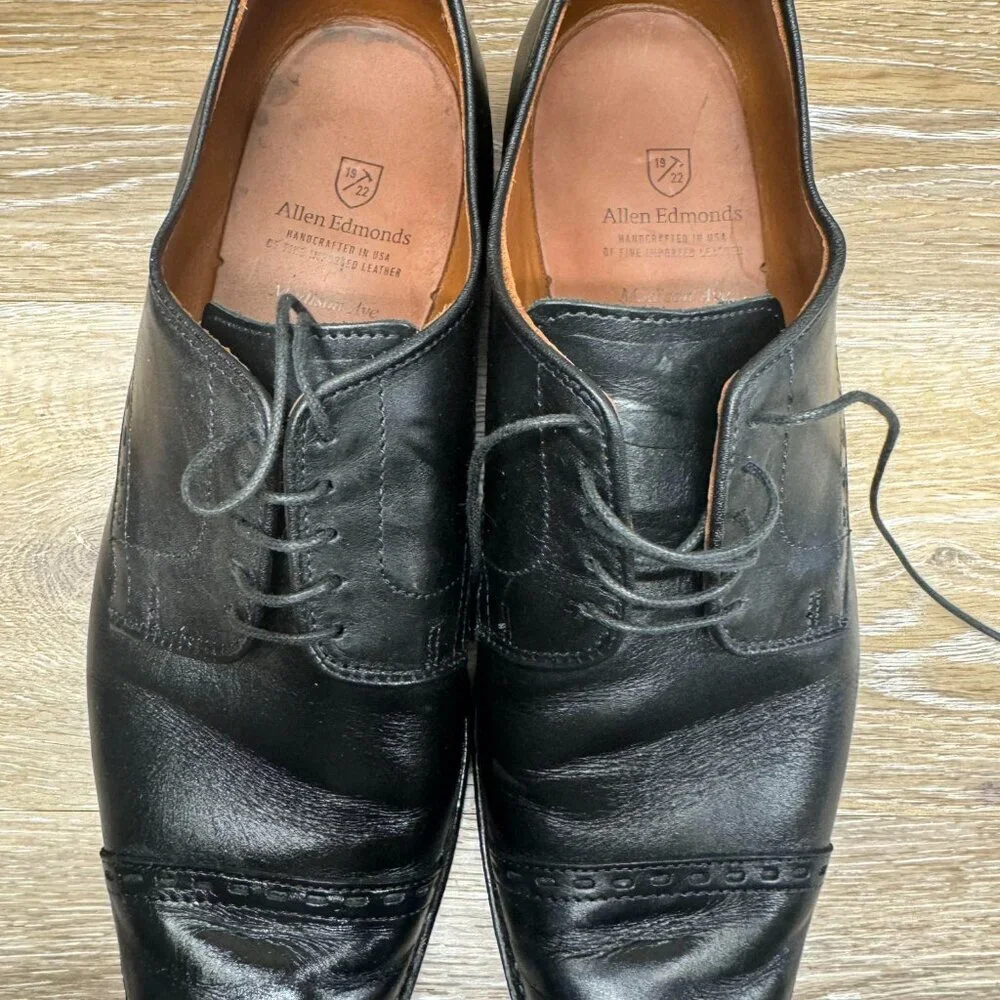 Allen Edmonds Madison Avenue Black Leather Cap Toe Oxfords Men's Size 11